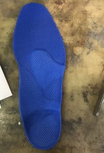 ブルーの銀繊維で作ったインソール表面素材の例